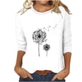 thumbnail image 1 of Jewelreauty 3/4 Sleeve Tunic Tops for Women Cute Floral Print Crewneck Basic Tees Casual Loose Summer Clothes (S, White), 1 of 4