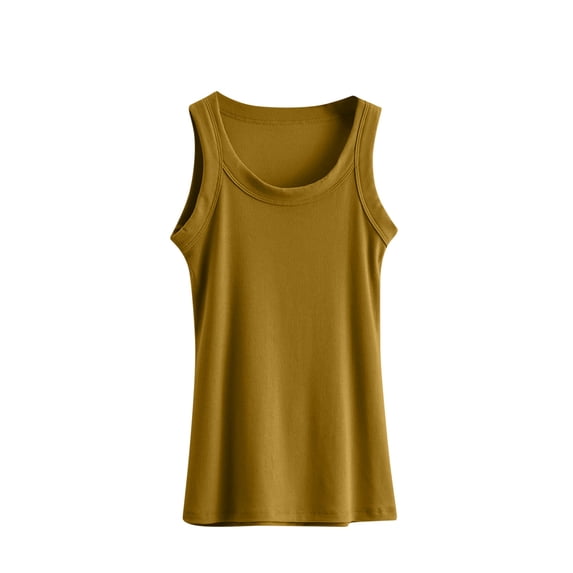 Jewelreauty Camisole Workout Yoga Tank Tops for Women Casual Sleeveless Loungewear Pajama Basic Shirts (2XL, Yellow)