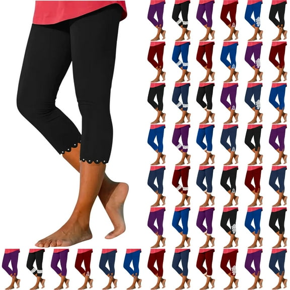 Jewelreauty Capris Leggings for Women High Waisted Workout Stretch Yoga Capris Pull On Slim-Leg Pants (S, Black)