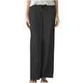 thumbnail image 1 of Jewelreauty Casual Pants for Women Plus Size Cotton Linen Drawstring Straight Wide Leg Trousers 2025, 1 of 6