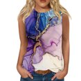 thumbnail image 1 of Jewelreauty Casual Tank Tops for Women Sleeveless High Neck Print Tunic Shirts Summer Loose Going Out Tee (2XL, Purple), 1 of 4