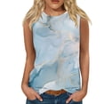thumbnail image 1 of Jewelreauty Casual Tank Tops for Women Sleeveless High Neck Print Tunic Shirts Summer Loose Going Out Tee (4XL, Light Blue), 1 of 4