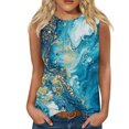 thumbnail image 1 of Jewelreauty Casual Tank Tops for Women Sleeveless High Neck Print Tunic Shirts Summer Loose Going Out Tee (S, Navy), 1 of 4