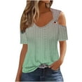thumbnail image 1 of Jewelreauty Cold Shoulder Tunic Tops for Women Casual V Neck Eyelet Blouses Summer Loose Shirts, 1 of 5