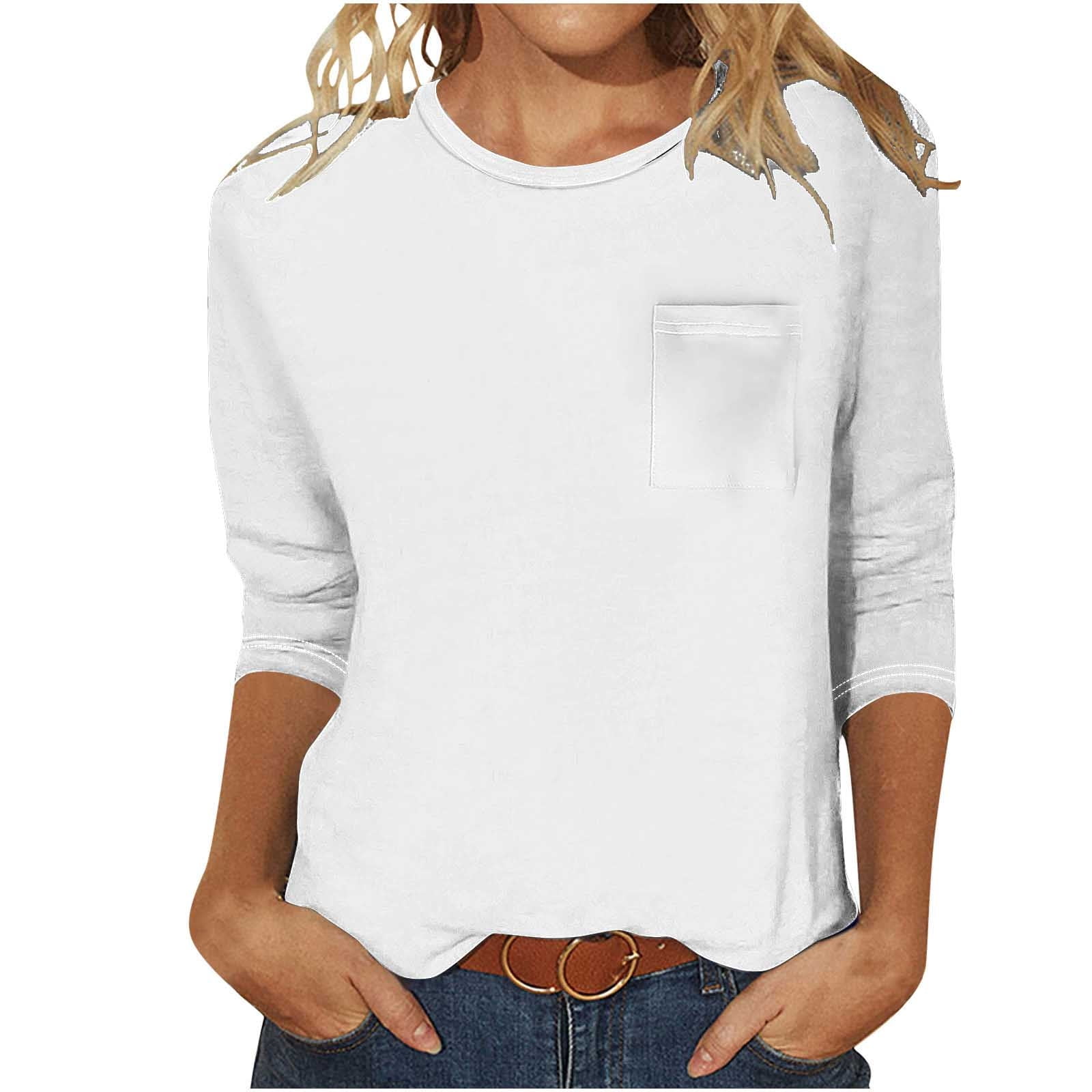 3/4 Sleeve Top A'nue Miami Women's Boxy ?? Sleeve Crew Neck Shirt - Relaxed Fit Casual Top Loose Fit Top
