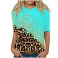 thumbnail image 1 of Jewelreauty Elbow Length Crewneck Shirts Women Casual Loose Graphic T-Shirts Summer Basic Tunic Tops (2XL, Green), 1 of 5
