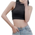 thumbnail image 1 of Jewelreauty High Neck Tank Tops for Women Sleeveless Workout Basic Crop Blouses Summer Cotton Tee Shirts (S, Black), 1 of 4