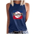 thumbnail image 1 of Savings High Neck Tank Tops for Women Summer Sleeveless Baseball Print Shirts Casual Loose Workout Tops (L, Navy), 1 of 4