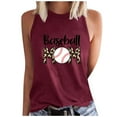 thumbnail image 1 of Savings High Neck Tank Tops for Women Summer Sleeveless Baseball Print Shirts Casual Loose Workout Tops (L, Wine), 1 of 4