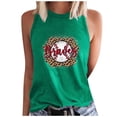 thumbnail image 1 of Savings High Neck Tank Tops for Women Summer Sleeveless Baseball Print Shirts Casual Loose Workout Tops (M, Green), 1 of 4