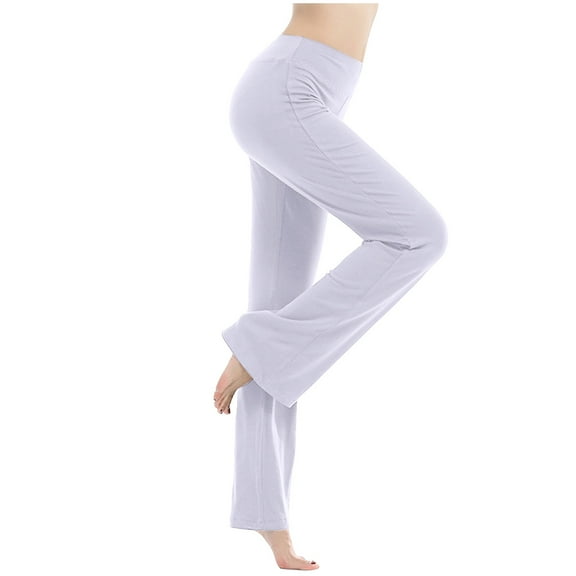 Jewelreauty High Rise Flare Leggings Women Yoga Workout Gym Fitness Modal Pants Casual Stretch Sweatpants (S, White)