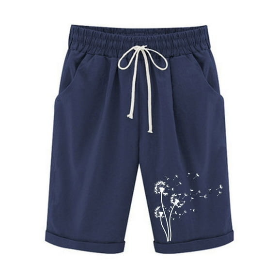 Jewelreauty High Waisted Shorts Women Casual Drawstring Elastic Waist Summer Floral Print Shorts