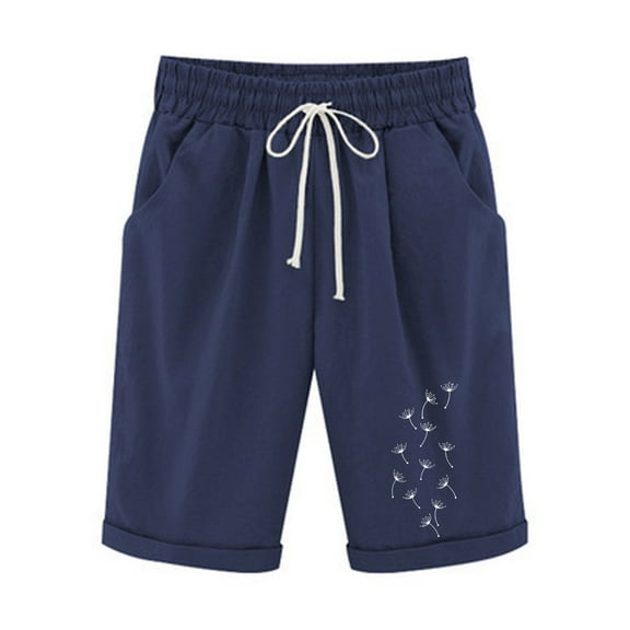 Jewelreauty High Waisted Shorts Women Casual Drawstring Elastic Waist Summer Floral Print Shorts