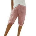 thumbnail image 1 of Jewelreauty High Waisted Shorts for Women Elastic Waist Striped Patchwork Fitted Pockets Shorts, 1 of 6