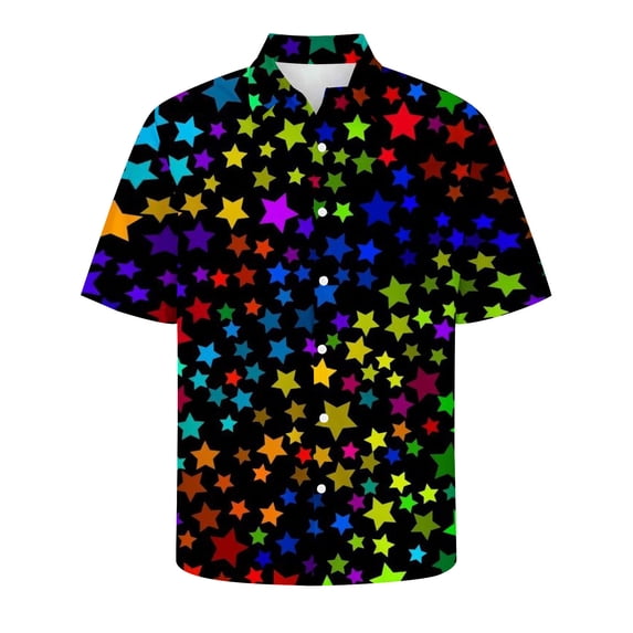 Jewelreauty Men Button Up Beach Shirts Casual Short Sleeve Tie Dye Summer Tops Plus Size Loose Blouses Tee (M, Black-B)
