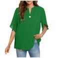 thumbnail image 1 of Jewelreauty Petal Sleeve Tee Shirt for Women Elbow Length V Neck Tunic Tops Summer Casual Loose Blouses (M, Green), 1 of 7