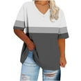 thumbnail image 1 of Jewelreauty Plus Size Womens Summer Tops V Neck Short Sleeve Loose Fit Tshirts Graphic Colorblock Tees 1X-5X (4XL, Dark Gray), 1 of 4