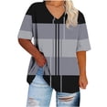 thumbnail image 1 of Jewelreauty Plus Size Womens Summer Tops V Neck Short Sleeve Loose Fit Tshirts Graphic Colorblock Tees 1X-5X (XL, Gray), 1 of 4