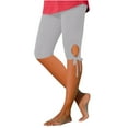 thumbnail image 1 of Jewelreauty Short Leggings for Women High Waisted Workout Stretch Yoga Leggings Pull On Knee Length Pants (2XL, Gray), 1 of 5