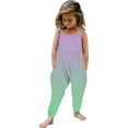 thumbnail image 1 of Jewelreauty Toddler Girl Cute One Piece Jumpsuits Sleeveless Strap Gradient Rompers Summer Outfits with Pockets (5-6 Years, Purple/Light Green), 1 of 5