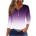 thumbnail image 1 of Jewelreauty Tunic Tops for Women Elbow Length Notch Neck Casual Button Blouses Summer Casual Tees, 1 of 5