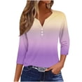 thumbnail image 1 of Jewelreauty Tunic Tops for Women Elbow Length Notch Neck Casual Button Blouses Summer Casual Tees, 1 of 5