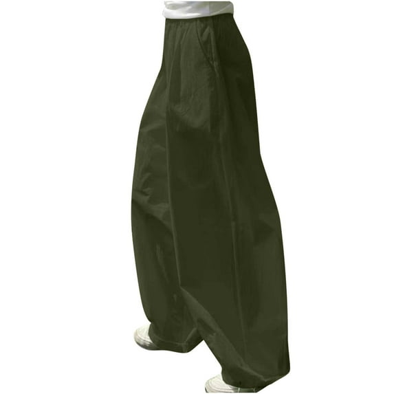 Jewelreauty Wide Leg Linen Pants for Women Casual Plus Size Elastic Waist Loose Pants with Pockets 2025