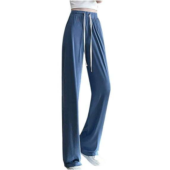 Jewelreauty Wide Leg Pants for Women Drawstring High Waisted Stretchy Casual Loose Long Trousers 2025