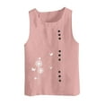 thumbnail image 1 of Jewelreauty Women Button Round Neck Tank Tops Casual Cotton Sleeveless Loose Tee Summer Going Out Blouses (M, Pink), 1 of 1