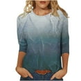 thumbnail image 1 of Jewelreauty Women Casual 3/4 Sleeve Shirts Plus Size Crewneck Graphic Tunic Tops Summer Loose Fit Basic Tees (4XL, Navy), 1 of 4