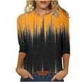 thumbnail image 1 of Jewelreauty Women Casual 3/4 Sleeve Shirts Plus Size Crewneck Graphic Tunic Tops Summer Loose Fit Basic Tees (5XL, Orange), 1 of 5