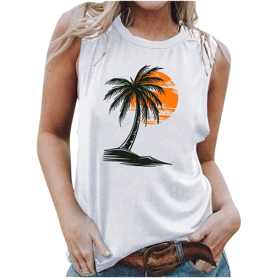 Jewelreauty Women Casual High Neck Tank Tops Summer Sleeveless Graphic Tunic Tee Workout Gym Blouses (2XL, White)