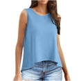 thumbnail image 1 of Jewelreauty Women Casual Tank Tops Summer Sleeveless Back Slit Loose Y2K Shirts Solid Color Basic Tee (2XL, Blue), 1 of 9