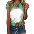 thumbnail image 1 of Jewelreauty Women Casual Tie-Dye Short Sleeve Shirts Round Neck Leopard Print Tops Summer Trendy Tunic Tee (2XL, Green), 1 of 4