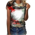 thumbnail image 1 of Jewelreauty Women Casual Tie-Dye Short Sleeve Shirts Round Neck Leopard Print Tops Summer Trendy Tunic Tee (3XL, Red), 1 of 4