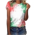 thumbnail image 1 of Jewelreauty Women Casual Tie-Dye Short Sleeve Shirts Round Neck Leopard Print Tops Summer Trendy Tunic Tee (L, Green), 1 of 4