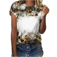 thumbnail image 1 of Jewelreauty Women Casual Tie-Dye Short Sleeve Shirts Round Neck Leopard Print Tops Summer Trendy Tunic Tee (M, Brown), 1 of 4