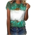 thumbnail image 1 of Jewelreauty Women Casual Tie-Dye Short Sleeve Shirts Round Neck Leopard Print Tops Summer Trendy Tunic Tee (M, Green), 1 of 4