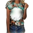 thumbnail image 1 of Jewelreauty Women Casual Tie-Dye Short Sleeve Shirts Round Neck Leopard Print Tops Summer Trendy Tunic Tee (S, Khaki), 1 of 4