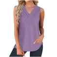 thumbnail image 1 of Jewelreauty Women Casual Waffle Tank Tops Summer V Neck Sleeveless Tunic Shirts Loose Fitting Solid Tees (2XL, Purple), 1 of 7