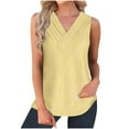 thumbnail image 1 of Jewelreauty Women Casual Waffle Tank Tops Summer V Neck Sleeveless Tunic Shirts Loose Fitting Solid Tees (XL, Yellow), 1 of 7