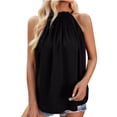 thumbnail image 1 of Jewelreauty Women Halter Neck Ruched Tank Tops Casual Sleeveless Tunic Tee Summer Loose Fitting Solid Shirts (S, Black), 1 of 7