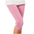 thumbnail image 1 of Jewelreauty Women High Waisted Capris Leggings Solid Workout Stretch Yoga Capris Pull On Slim-Leg Pleated Pants (3XL, Pink), 1 of 7