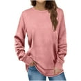 thumbnail image 1 of Jewelreauty Women Long Sleeve Shirts Casual Solid Color Round Neck Pullover Tops Loose Cozy T-Shirts (XL, Pink), 1 of 4