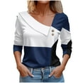 thumbnail image 1 of Jewelreauty Women Long Sleeve V Neck Shirts Striped Pullover Casual Button Cozy Tops Lightweight Outdoor Blouses (M, Dark Blue), 1 of 5