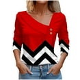 thumbnail image 1 of Jewelreauty Women Long Sleeve V Neck Shirts Striped Pullover Casual Button Cozy Tops Lightweight Outdoor Blouses (M, Red), 1 of 5