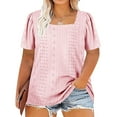 thumbnail image 1 of Jewelreauty Women Plus Size Summer Eyelet Tops Short Sleeve Square Neck Casual Tunic Blouses Shirts, 1 of 7