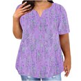 thumbnail image 1 of Jewelreauty Women Plus Size Summer Tops Casual Notch Neck Short Sleeve Print Tunic Blouses Shirts, 1 of 4