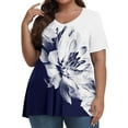 thumbnail image 1 of Jewelreauty Women Plus Size Summer Tops Casual V Neck Short Sleeve Tunic Floral Blouses Shirts, 1 of 7