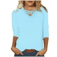 thumbnail image 1 of Jewelreauty Women Plus Size Tunic Tops Elbow Length Criss Cross Floral T-Shirts Summer Casual Tee, 1 of 5